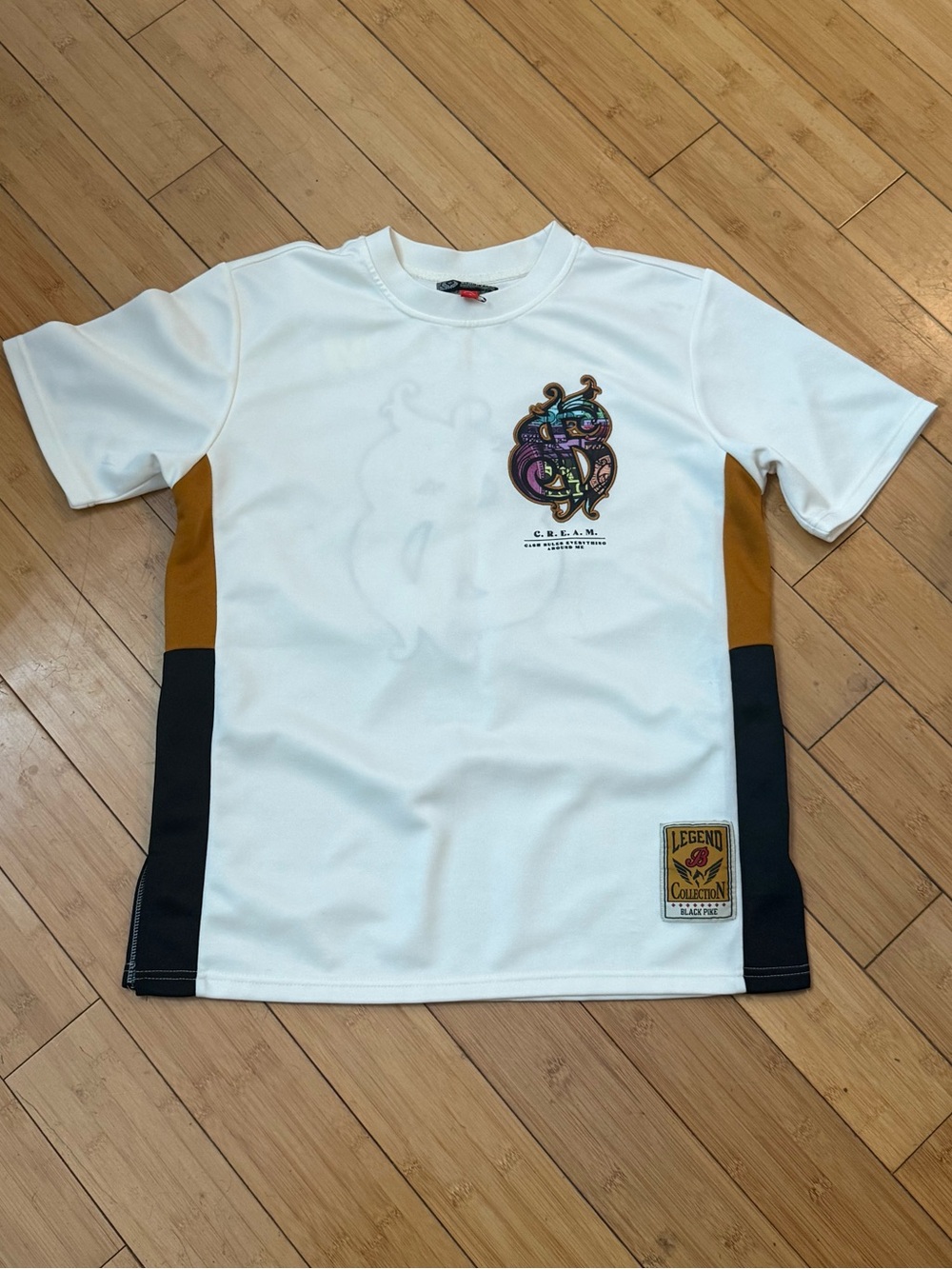 Black Pike C.R.E.A.M. Colorblock Graphic T-Shirt – White/Gold/Black